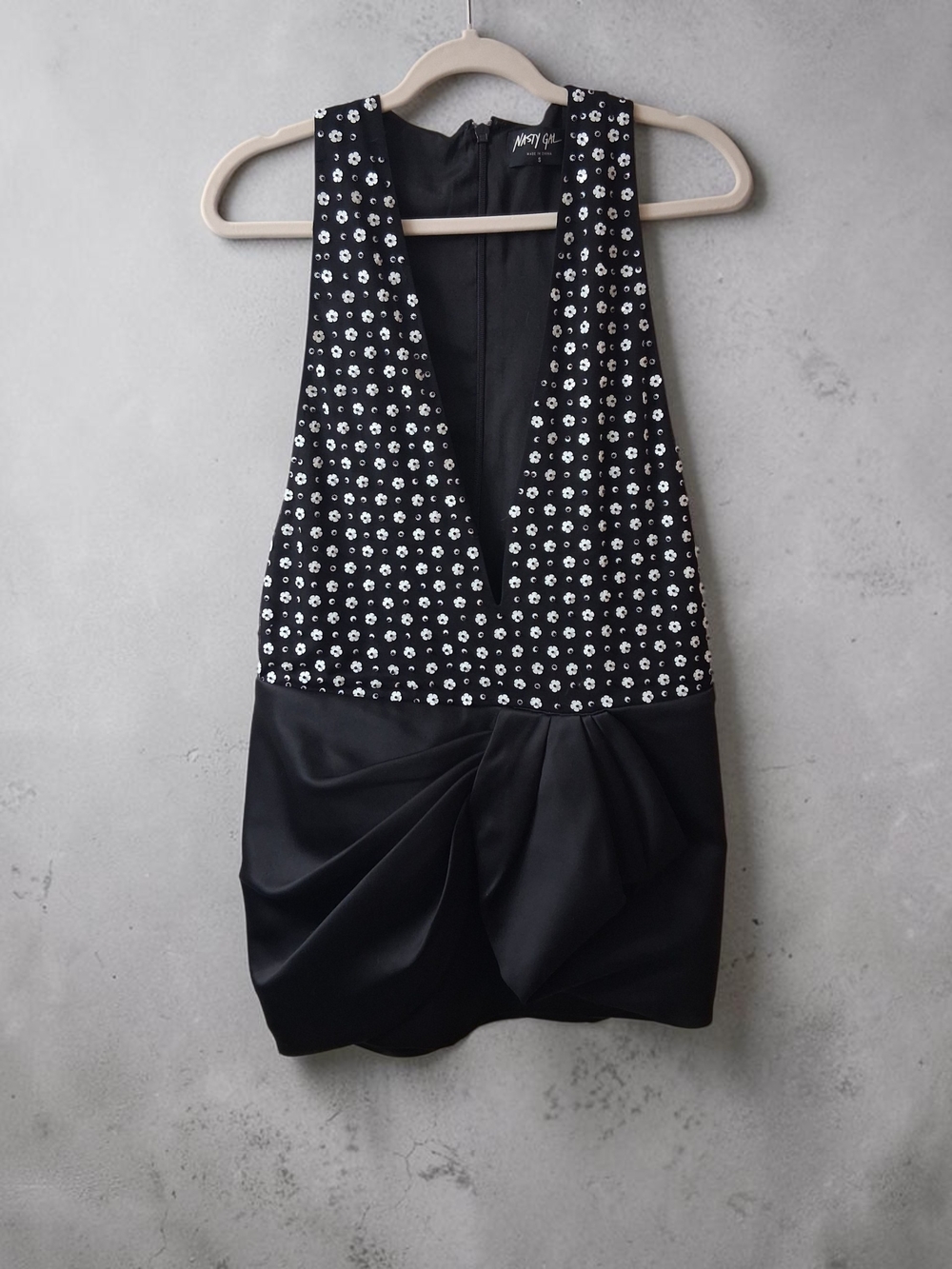 Nasty Gal Black Mini Dress with Silver Stud Detail